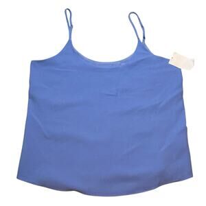 Nordstrom Blue Satin Camisole Tank Top Scoop Neck Adjustable Straps M NWT